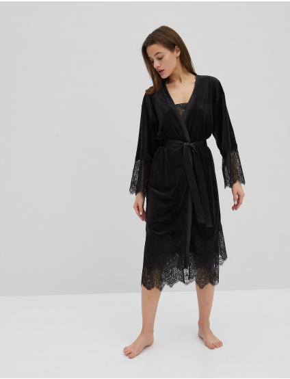 Картинка Жіночий чорний халат