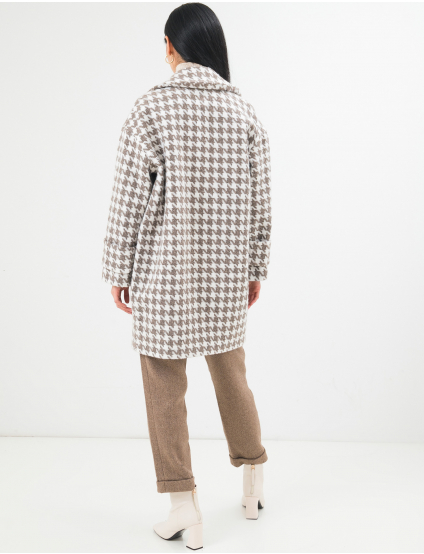 Картинка Жіноче біло-коричневе пальто