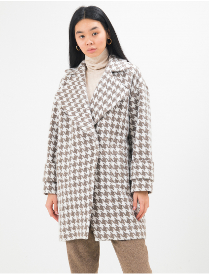 Картинка Жіноче біло-коричневе пальто