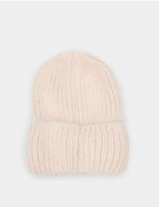 Картинка Жіноча бежева шапка з додаванням вовни