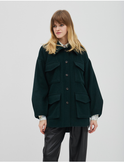 Картинка Жіноче зелене укорочене пальто
