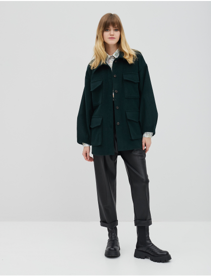 Картинка Жіноче зелене укорочене пальто