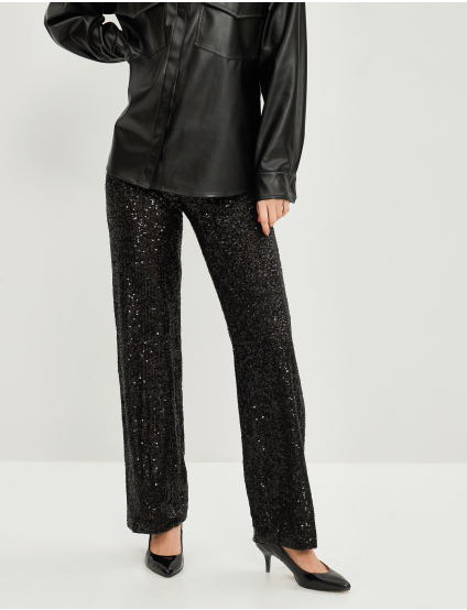 Картинка Жіночі чорні штани з паєтками