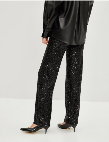 Картинка Жіночі чорні штани з паєтками
