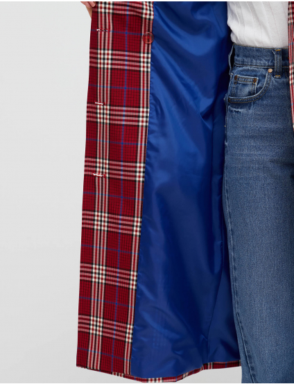 Картинка Жіночий червоний плащ в клітинку