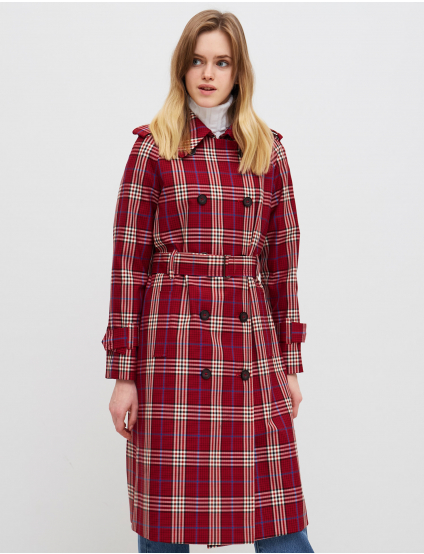 Картинка Жіночий червоний плащ в клітинку