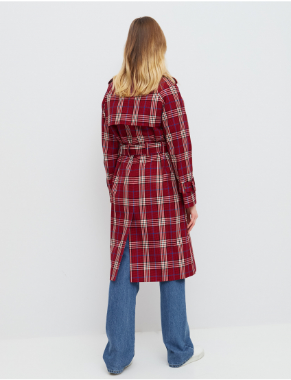 Картинка Жіночий червоний плащ в клітинку