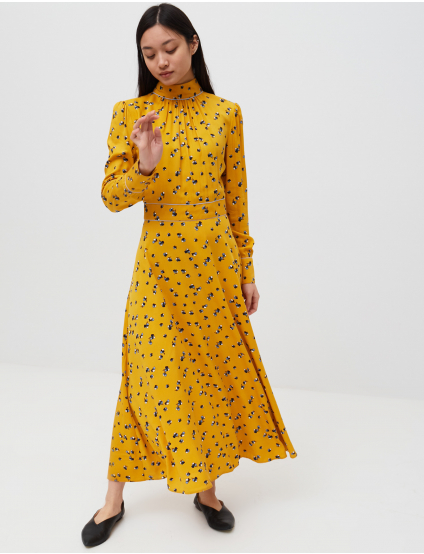 Image Жовта сукня з рослинним візерунком