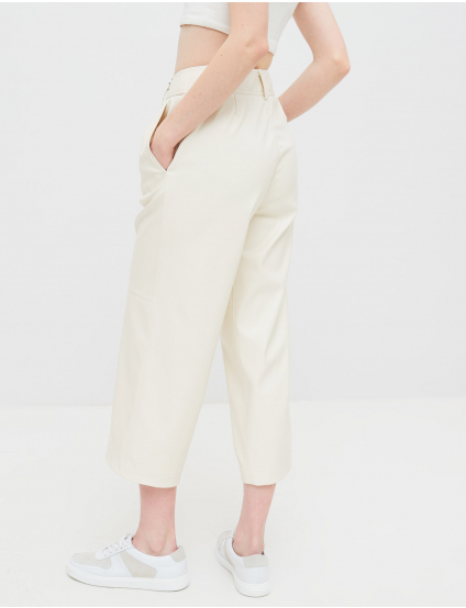 Картинка Жіночі білі кюлоти з екошкіри