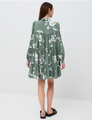Картинка Сукня міні зелена з принтом