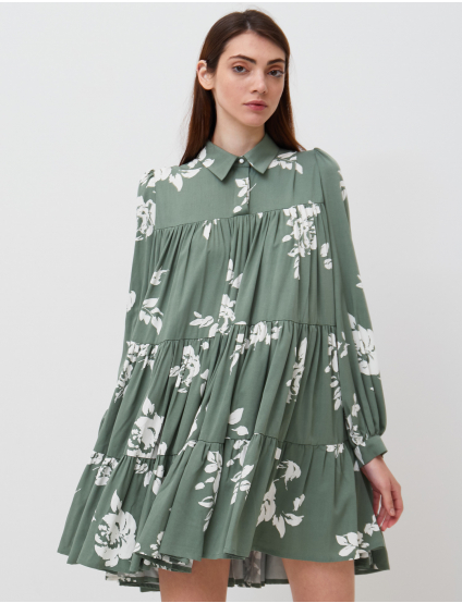 Image Зелена сукня з рослинним візерунком