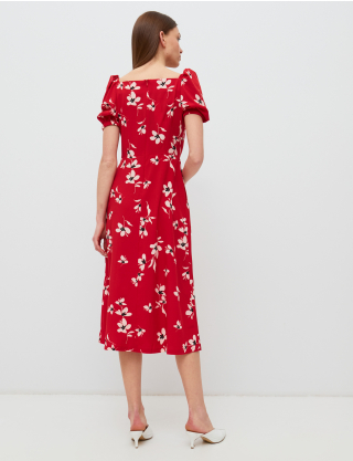 Картинка Червона сукня з квітковим візерунком