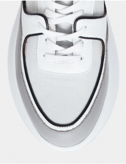 Image Жіночі біло-сірі шкіряні кросівки