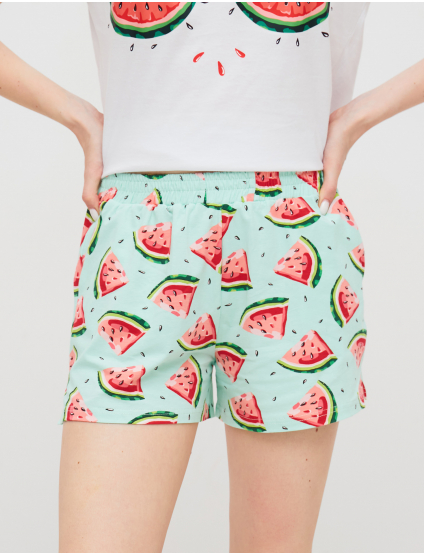 Картинка Жіночі світло-зелені шорти з принтом