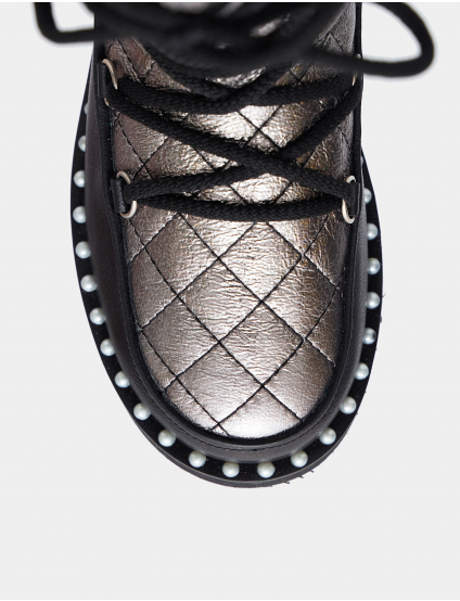 Image Жіночі сріблясті шкіряні чоботи