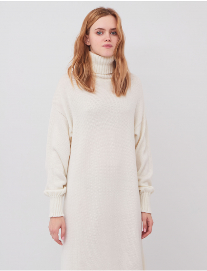 Картинка Біла в'язана сукня з меріносової вовни