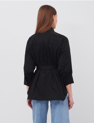 Image Жіноча чорна сорочка з поясом