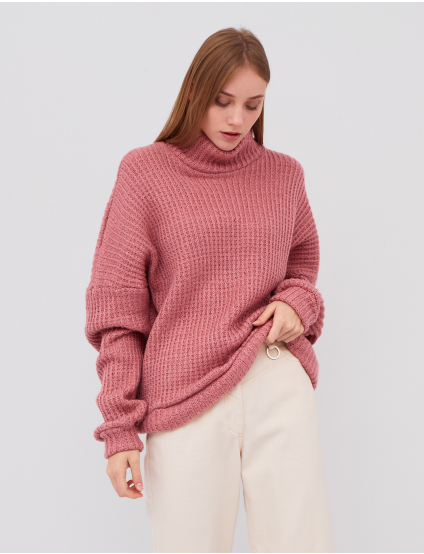 Картинка Жіночий рожевий в'язаний светр