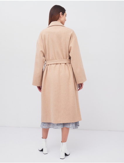 Картинка Жіноче бежеве пальто на запах