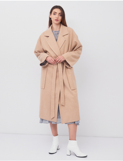 Картинка Жіноче бежеве пальто на запах
