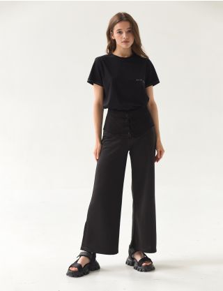 Картинка Жіночі чорні брюки з баскою