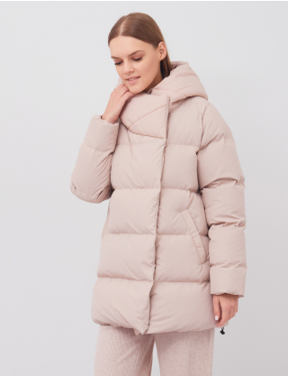 Картинка Жіночий бежевий пуховик на запах