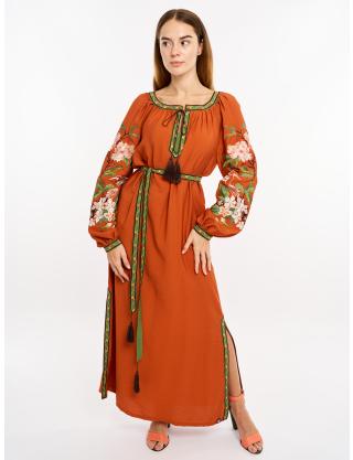 Картинка Помаранчева сукня-вишиванка