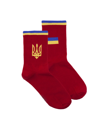 Картинка Шкарпетки червоні з принтом жіночі