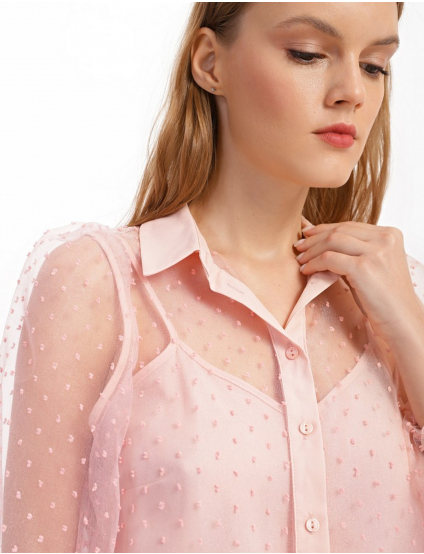 Картинка Блуза рожева прозора