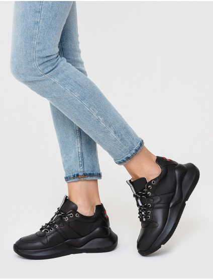 Картинка Чорні шкіряні кросівки