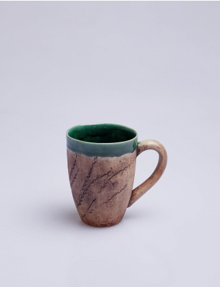 Картинка Чашка керамічна коричнево-зелена, 350 мл