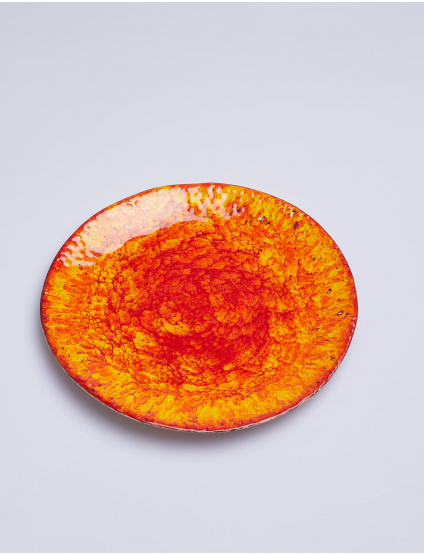 Картинка Тарілка керамічна жовто-червона