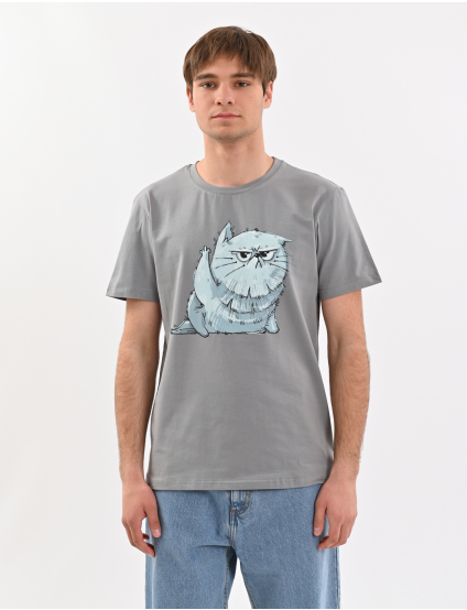 Картинка Футболка "Кіт Едді" світло-сіра