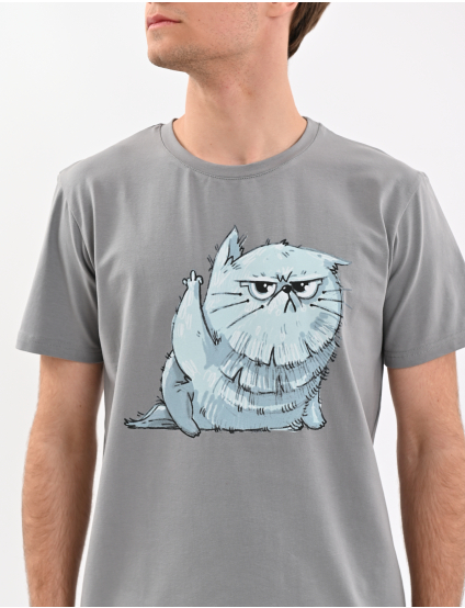 Картинка Футболка "Кіт Едді" світло-сіра
