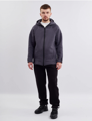 Худі з блискавкою темно-сіре Картинка Худі з блискавкою темно-сіре