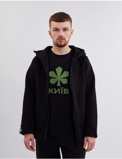 Картинка Чорний худі з блискавкою чорне