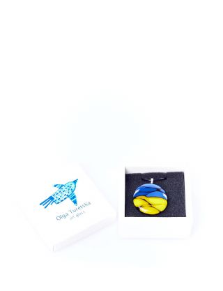 Картинка Кулон скляний жовто-блакитний