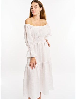 Картинка Сукня міді біла льняна