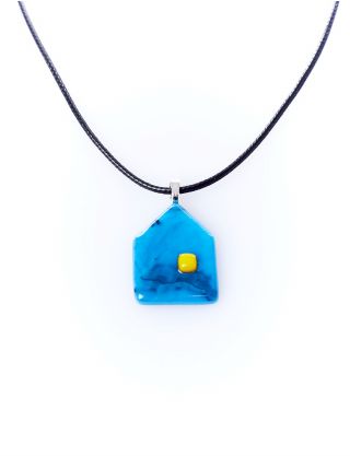 Картинка Підвіска скляна синьо-жовта
