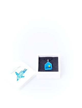 Картинка Підвіска скляна синьо-жовта