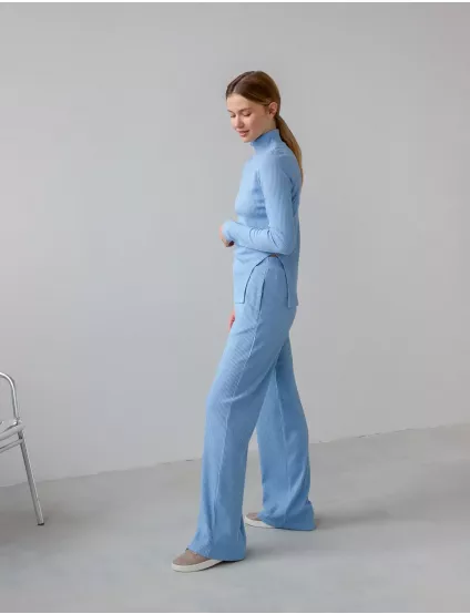 Картинка Штани блакитні прямі в рубчик