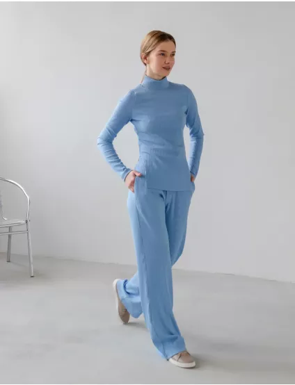 Картинка Штани блакитні прямі в рубчик