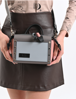 Картинка Сумка темно-сіра з блакитною кишенею