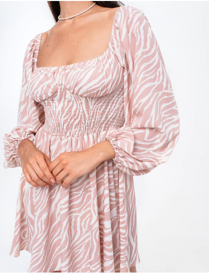 Картинка Сукня міні рожева з принтом