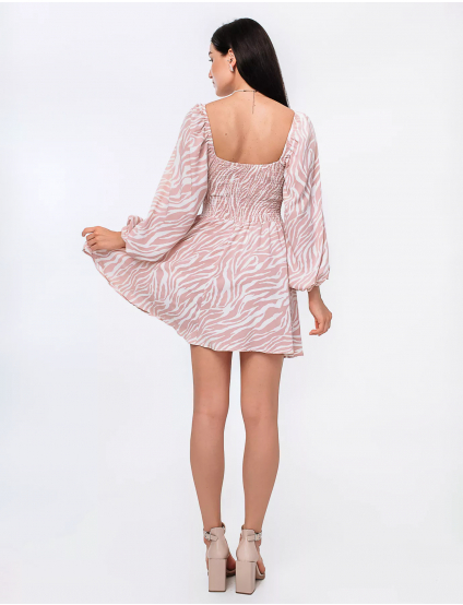 Картинка Сукня міні рожева з принтом
