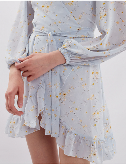 Картинка Сукня міні блакитна з принтом