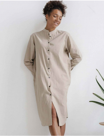 Картинка Сукня-сорочка міді бежева