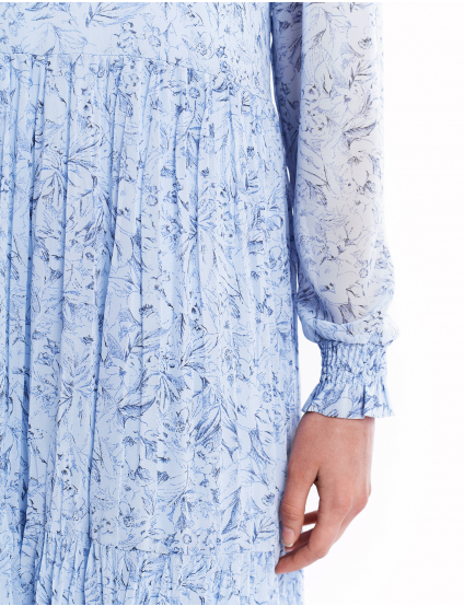 Картинка Сукня блакитна з квітковим принтом