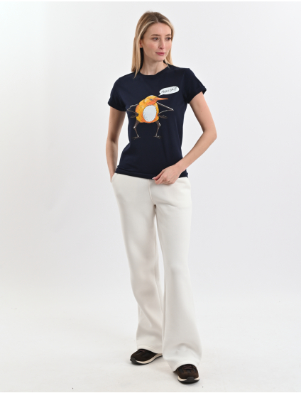 Картинка Футболка темно-синя з принтом "Пташка "Нахіба"