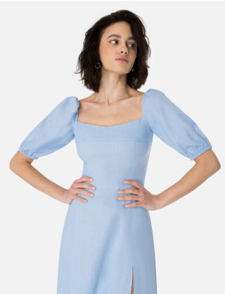 Картинка Сукня міді блакитна лляна